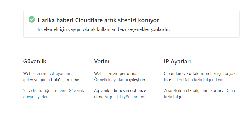 cloudflare kayıt tamamlandı - Google PageSpeed ve GTmetrix Puanı Yükseltme